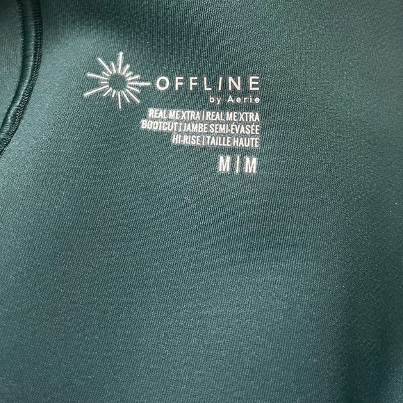 bnwt aerie offline real me xtra bootcut dark green yoga leggings with pockets - Picture 6 of 7